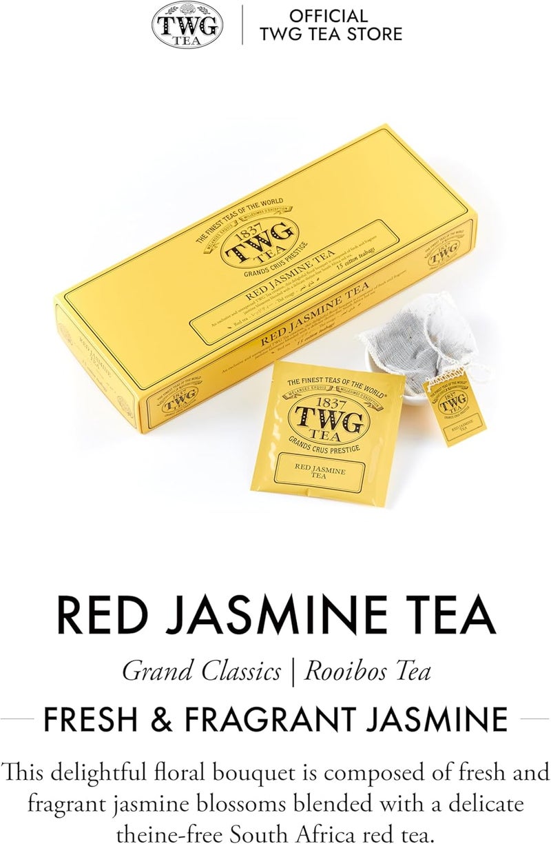 TWG Tea Red Jasmine Tea Gift Set - Rooibos Tea with Jasmine Flower, 15 Hand Sewn Cotton Teabags - Image 3